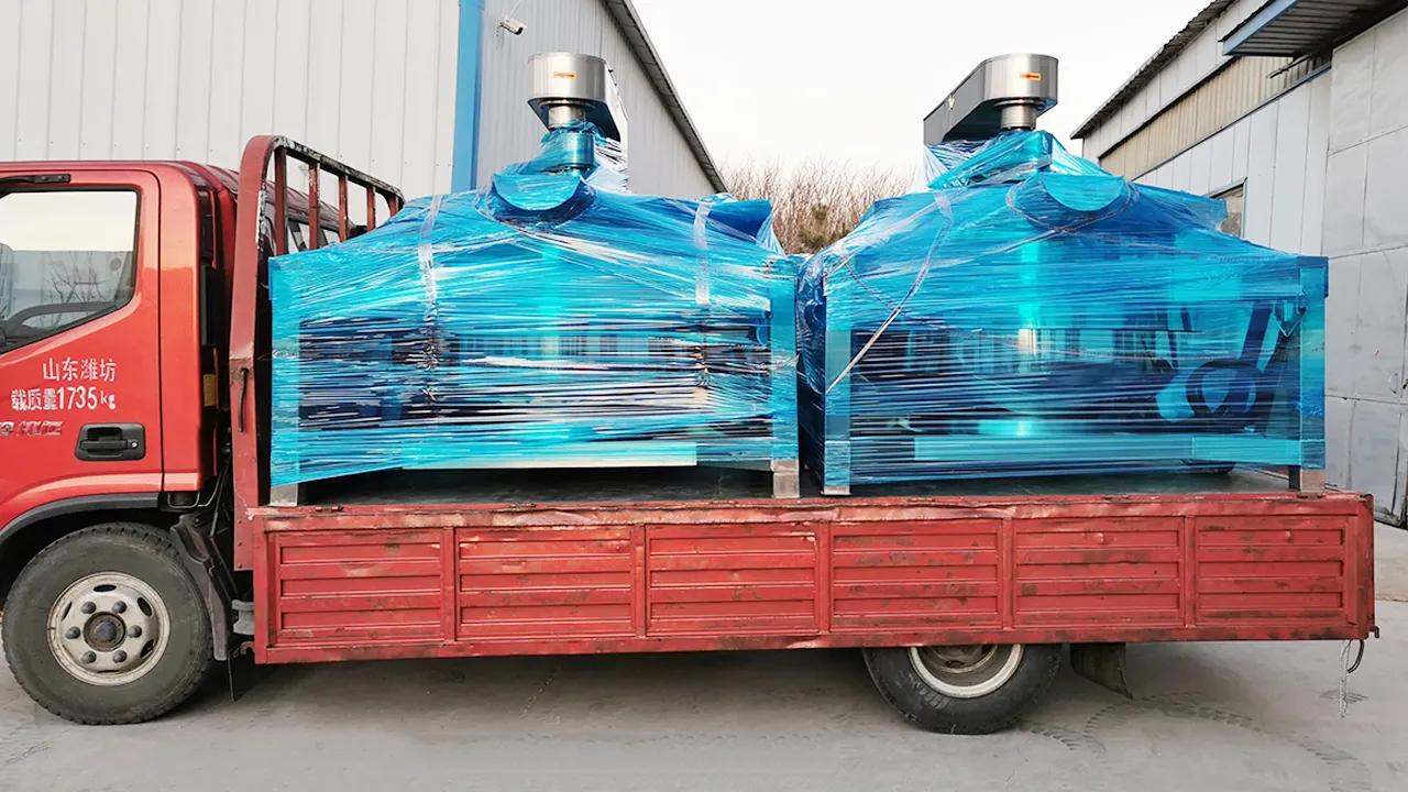 Two fully automatic planetary frying pans have been shipped from Guangzhou, Guangdong, China